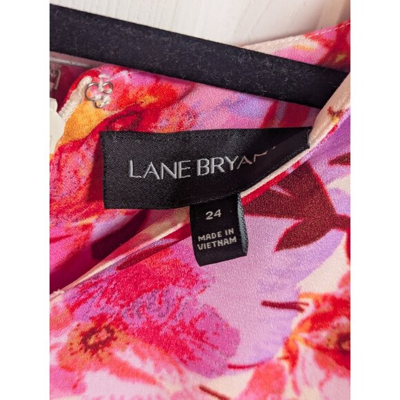 Gorgeous Lane Bryant Floral Pleated Dress Pink Red Size 24 3X Wedding Guest - Picture 6 of 9